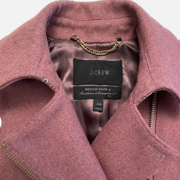 J. Crew Melton wool coat in Mauve Belt zip up size-00 - Picture 6 of 6